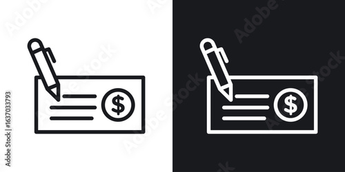 Money check icon web design element. line icon