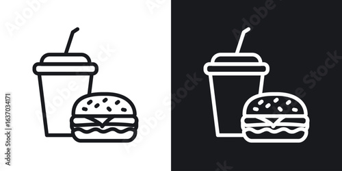 Hamburger soda icon web design element. line icon