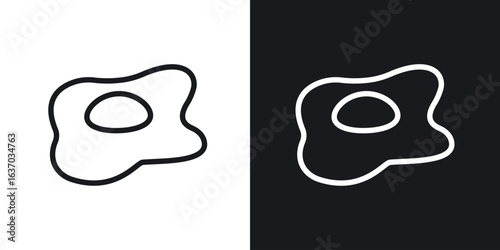 Egg fried icon web design element. line icon