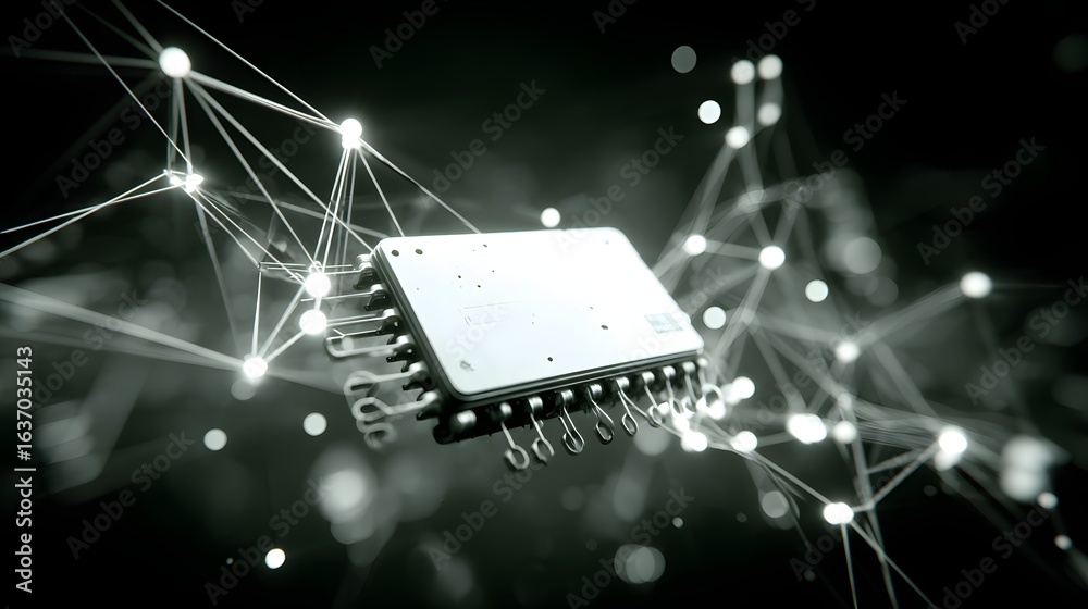 Naklejka premium Close-up view of a circuit component with intricate connections.
