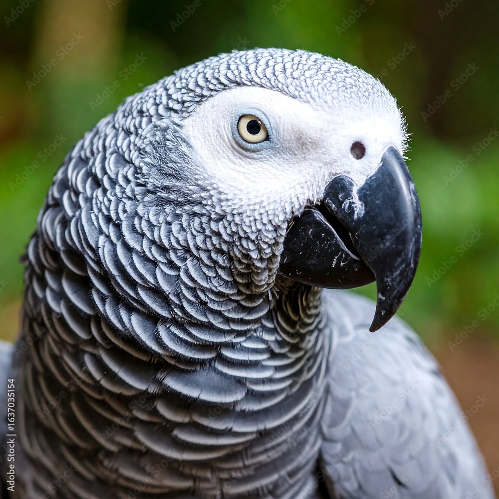 Obraz premium Close-up of a grey parrot's head (1)