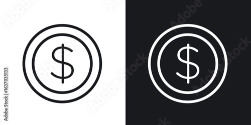 Coin icon web design element. line icon