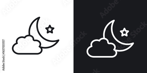 Cloud moon icon web design element. line icon