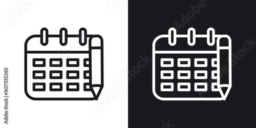 Calendar pen icon web design element. line icon