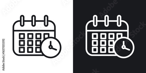 Calendar clock icon web design element. line icon