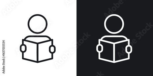 Book open reader icon web design element. line icon