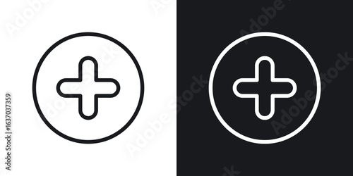 Plus icon web design element. line icon