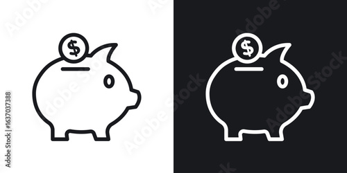 Piggy bank icon web design element. line icon