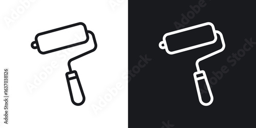 Paint roller icon web design element. line icon