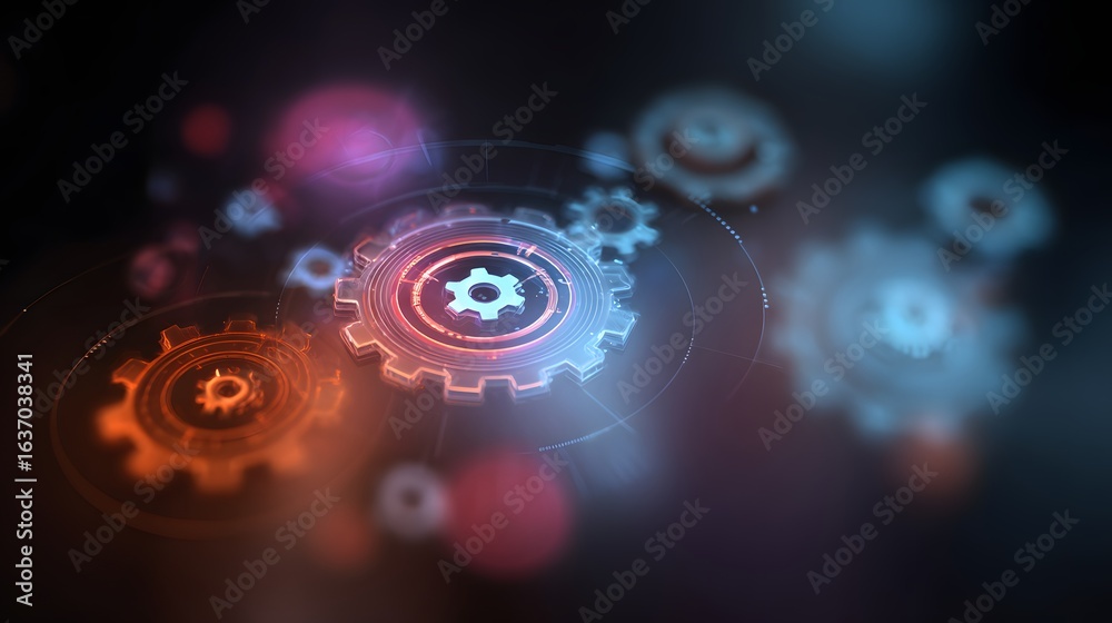 Obraz premium Abstract digital graphic of interconnected gears.