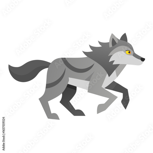 vector illustration of wolf, running, flat design