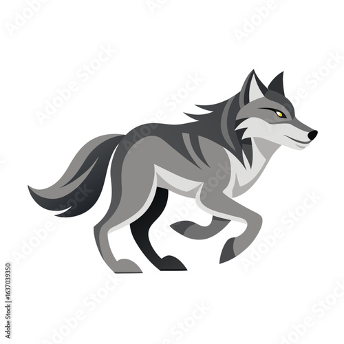 vector illustration of wolf, running, abstract