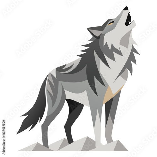 vector illustration of wolf, stalking, abstract