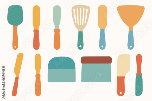 Kitchen tools icon set. flat cooking, utensil concepts for culinary projects