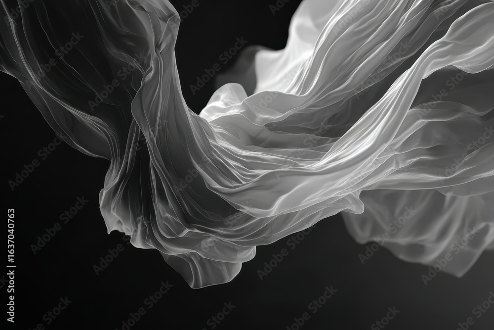 Fototapeta premium Abstract Monochrome Figures Flowing in Dark Background
