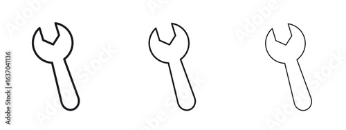Wrench icon logo black pictogram set. Graphic simple vector icon