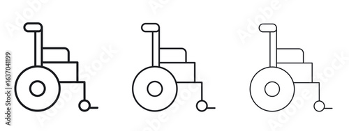 Wheelchair icon logo black pictogram set. Graphic simple vector icon