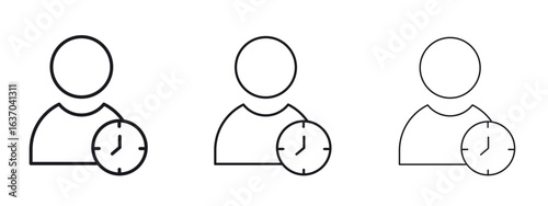 User time icon logo black pictogram set. Graphic simple vector icon