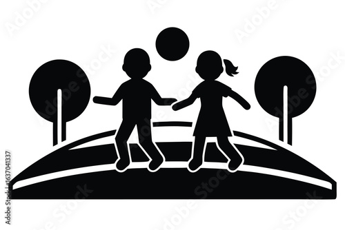 kids playing in park vector icon
