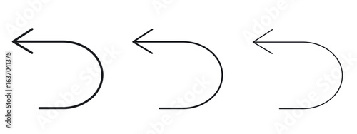 Undo icon logo black pictogram set. Graphic simple vector icon