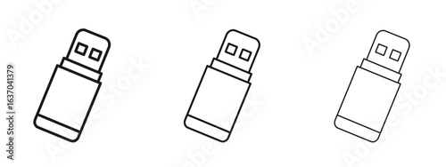 Fényképezés USB pendrive icon logo black pictogram set