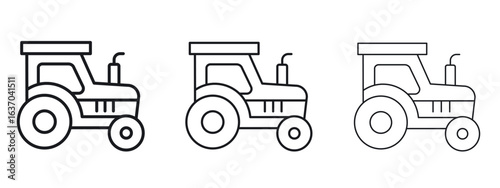 Tractor icon logo black pictogram set. Graphic simple vector icon