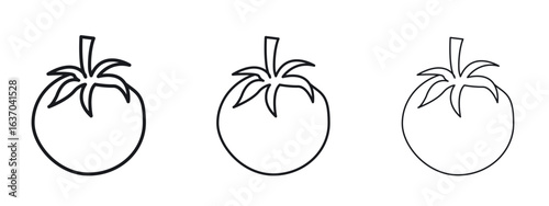 Tomato icon logo black pictogram set. Graphic simple vector icon