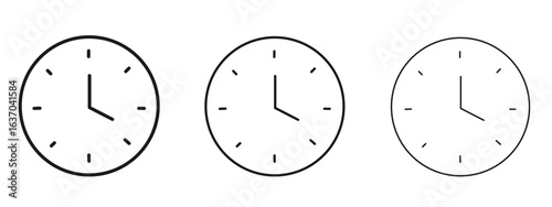 Time clock icon logo black pictogram set. Graphic simple vector icon