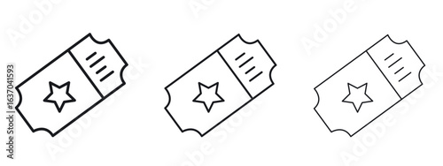 Ticket icon logo black pictogram set. Graphic simple vector icon