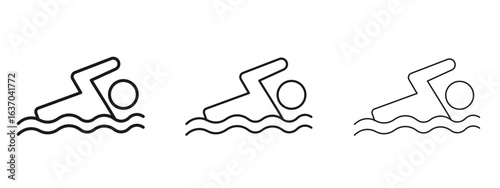 Swimmer icon logo black pictogram set. Graphic simple vector icon