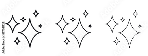 Sparkles icon logo black pictogram set. Graphic simple vector icon