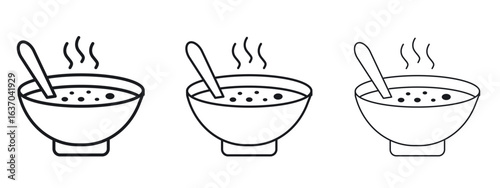 Soup icon logo black pictogram set. Graphic simple vector icon