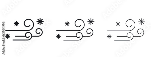 Snow blowing icon logo black pictogram set. Graphic simple vector icon