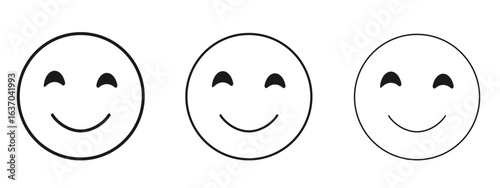 Smile icon logo black pictogram set. Graphic simple vector icon