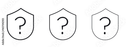 Shield interrogation icon logo black pictogram set. Graphic simple vector icon