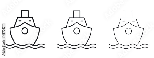 Ship icon logo black pictogram set. Graphic simple vector icon