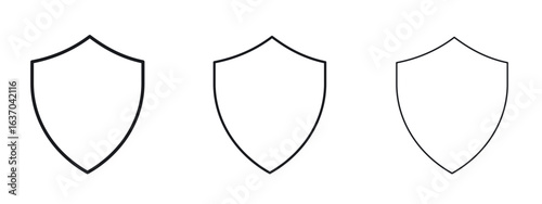 Shield icon logo black pictogram set. Graphic simple vector icon