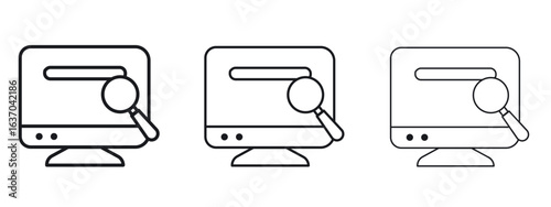 Search online icon logo black pictogram set. Graphic simple vector icon