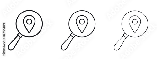 Search Location icon logo black pictogram set. Graphic simple vector icon