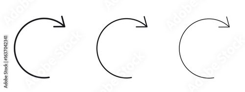 Rotate right icon logo black pictogram set. Graphic simple vector icon