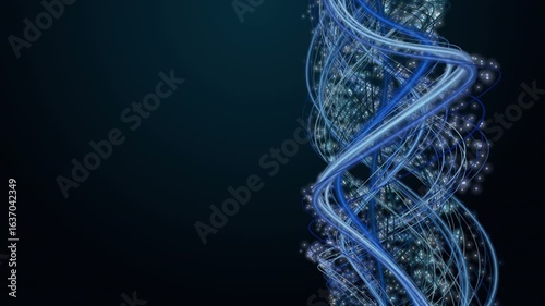 Futuristic video animation with particle stripe wave object in slow motion, 4096x2304 loop 4K