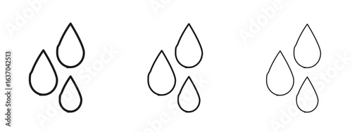 Raindrops icon logo black pictogram set. Graphic simple vector icon