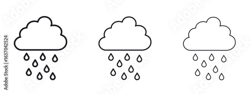 Rain icon logo black pictogram set. Graphic simple vector icon