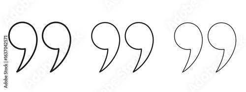 Quote right icon logo black pictogram set. Graphic simple vector icon