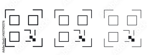 Qrcode icon logo black pictogram set. Graphic simple vector icon