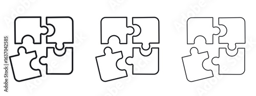 Puzzle icon logo black pictogram set. Graphic simple vector icon