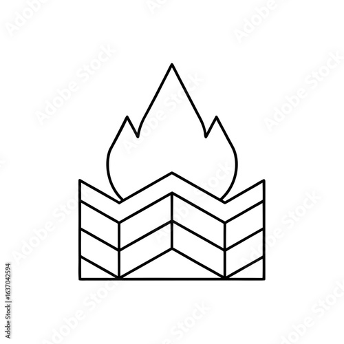 Burning fire outline on transparent background