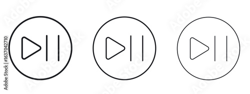 Play pause icon logo black pictogram set. Graphic simple vector icon