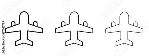 Plane icon logo black pictogram set. Graphic simple vector icon