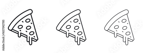 Pizza slice icon logo black pictogram set. Graphic simple vector icon
